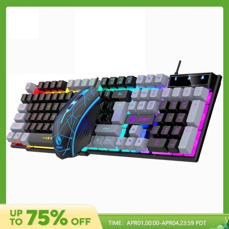 Wired Keyboard And Mouse Set Usb Luminous Mechanical