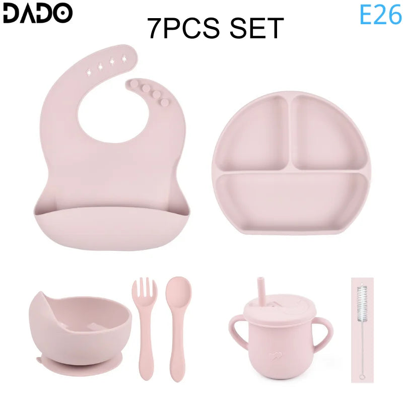 Baby Feeding Set Silicone Suction Bowls Divided Plates