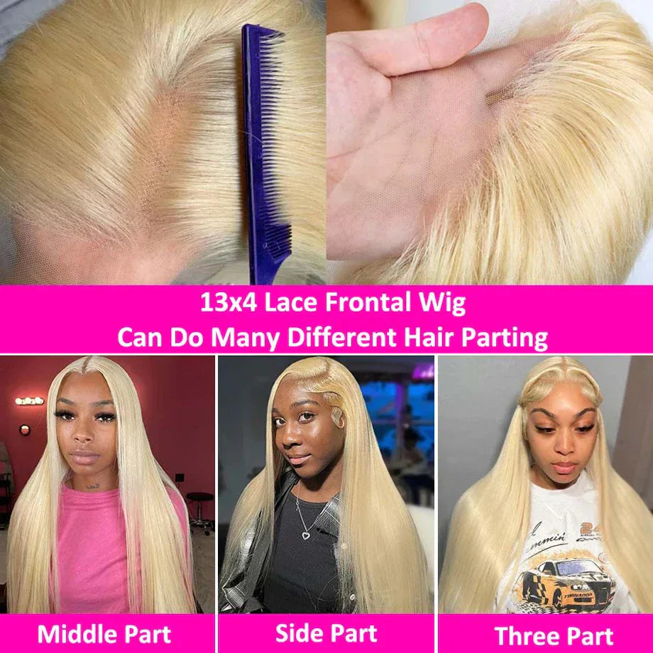 13x6 HD Transparent 613 Blonde Lace Frontal Human