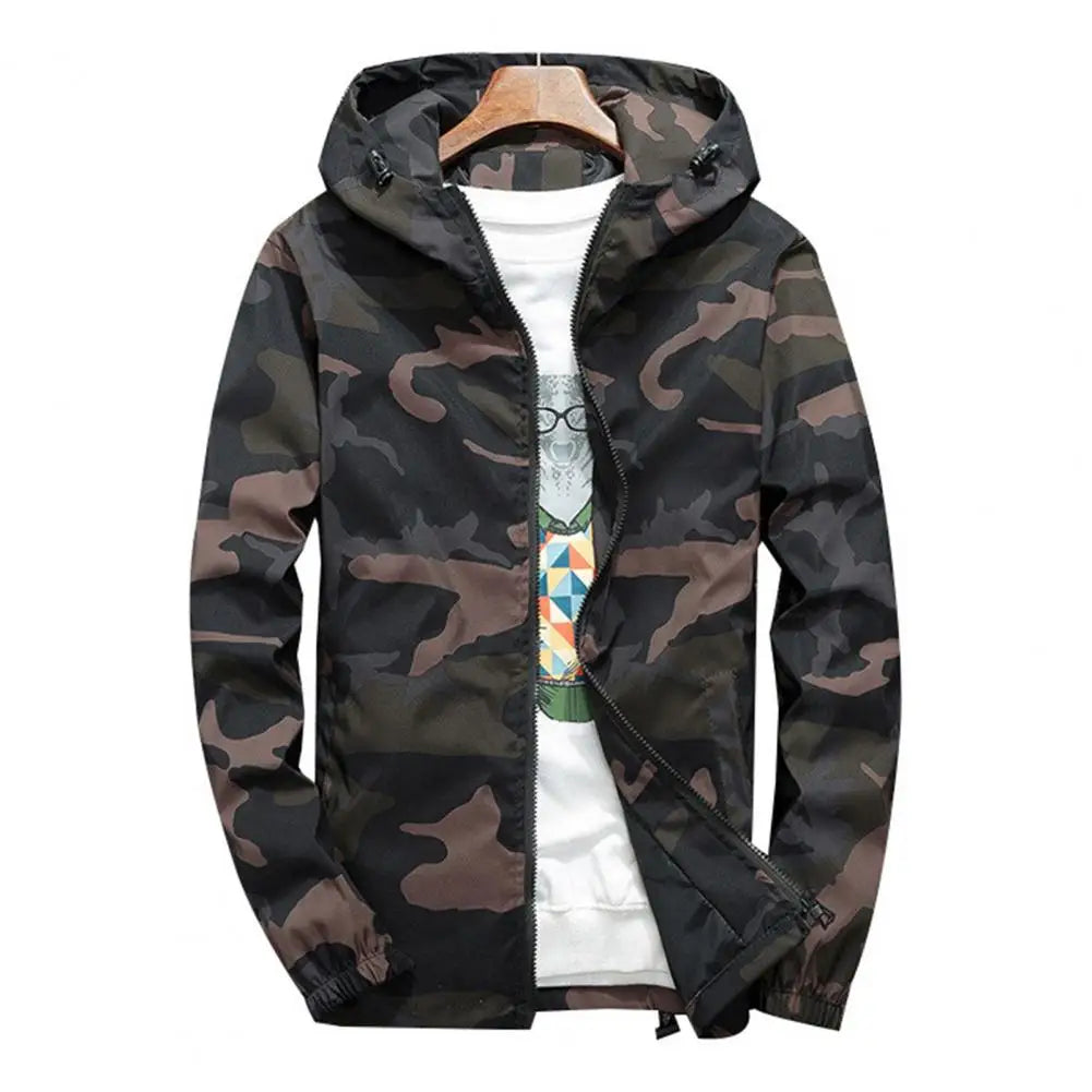 Winter Men Coat Camouflage Zipper Long Sleeves Jackets