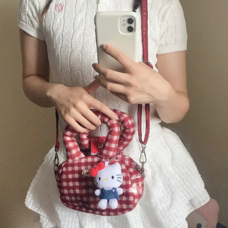 Sanrio Hello Kitty Plush Toys Keychain Kawaii Hello Kitty Stuff Car Key Backpack Decor Keyring Peluches Doll 헬로키티 Birthday Gift
