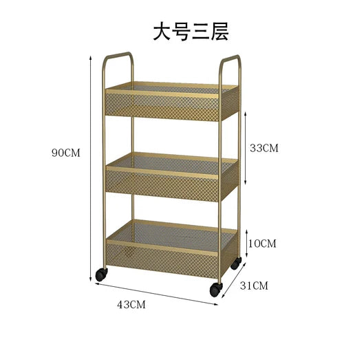 Food Trailer Trolley Rolling Cart Organizer Metal Vegetable
