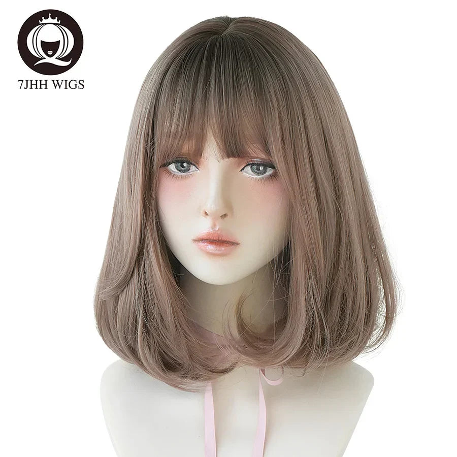 7JHH WIGS Black Short Bob Wig for Girl