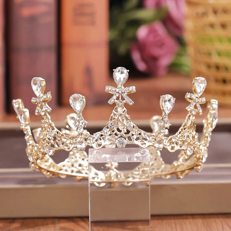 Crystal Rhinestone Round Crown Tiara Hair Jewelry Wedding