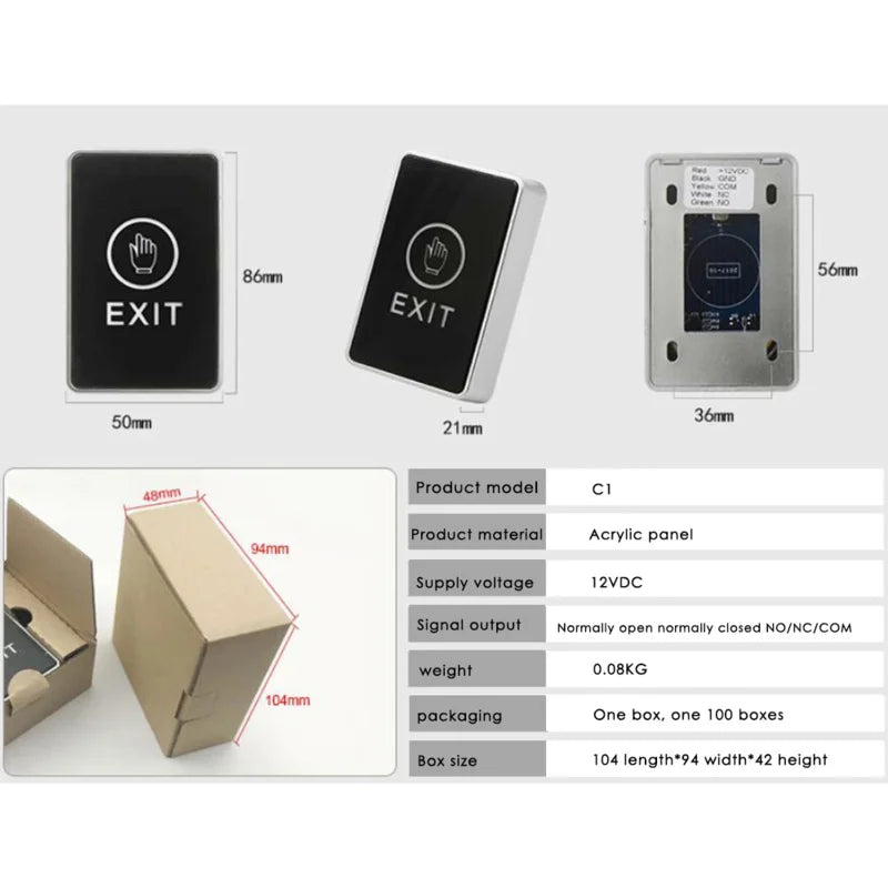 PushTouch Door Exit Button Eixt Release Button With