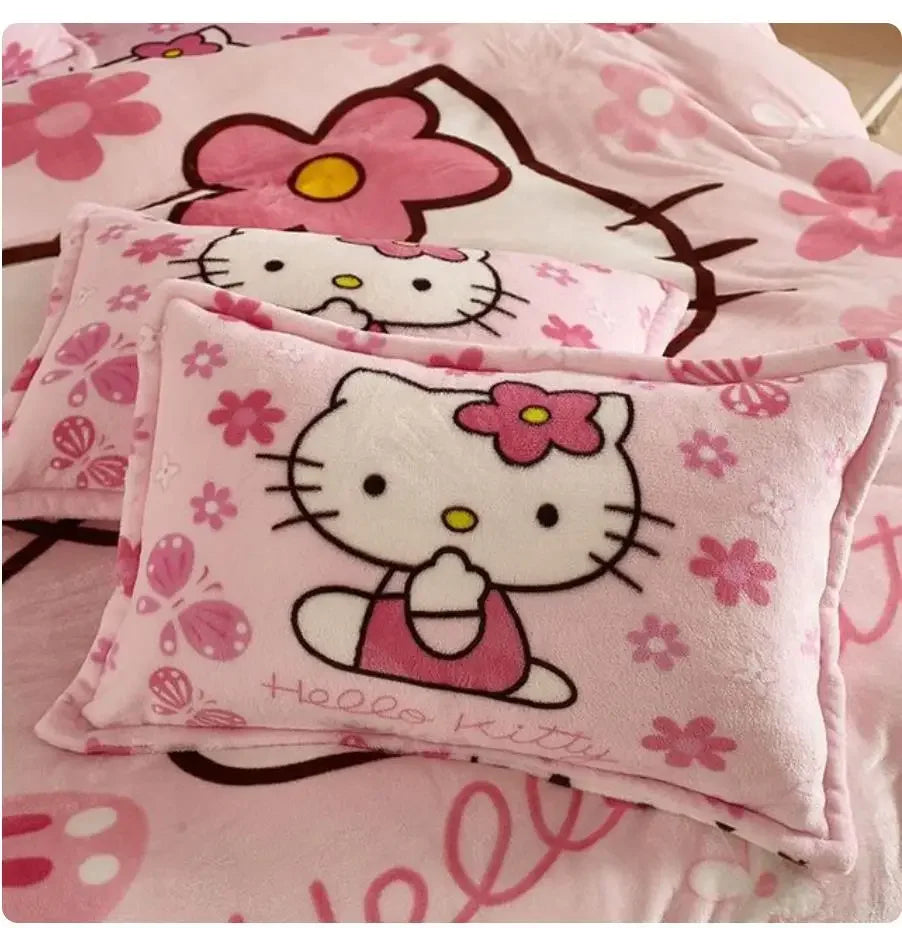Sanrio hello Kitty Bedding Set Flannel Quilt Cover