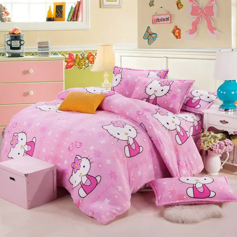 Sanrio hello Kitty Bedding Set Flannel Quilt Cover