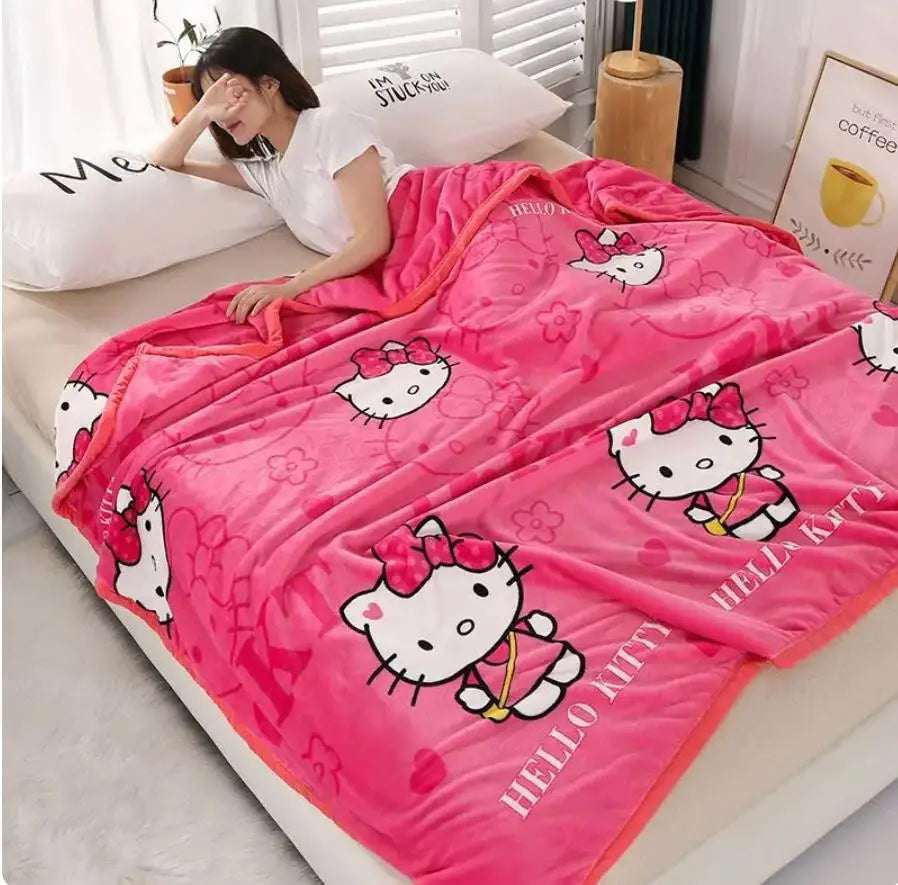 Sanrio hello Kitty Bedding Set Flannel Quilt Cover