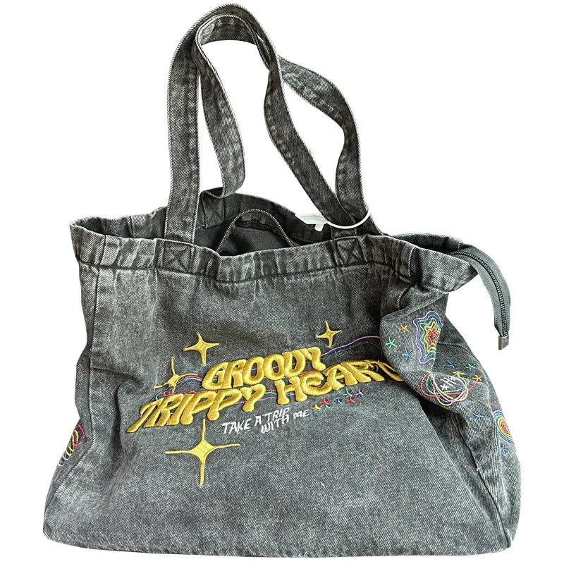 Crossbody Bags For Women Casual Denim Bags embroidery