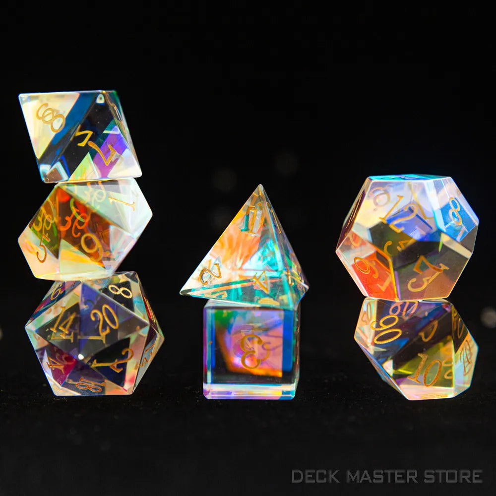 7pcsset Polyhedral Gemstone DnD Dice Set for Tabletop