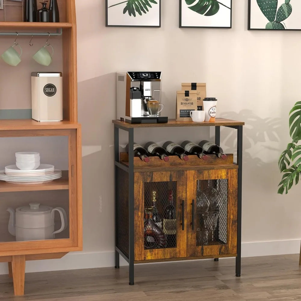 Wine Bar Rack Cabinet with Detachable Wine Rack