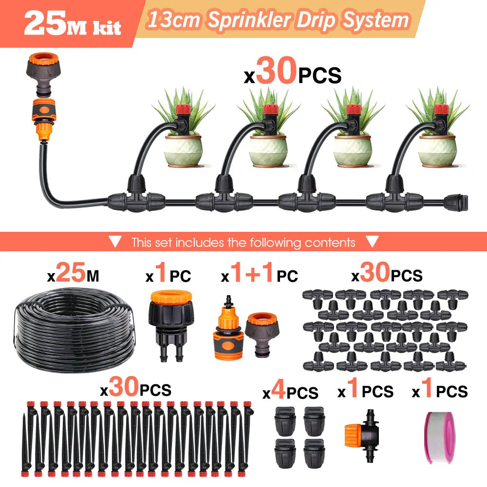 50-5M Garden Drip Irrigation System with Pump & Sprinklers