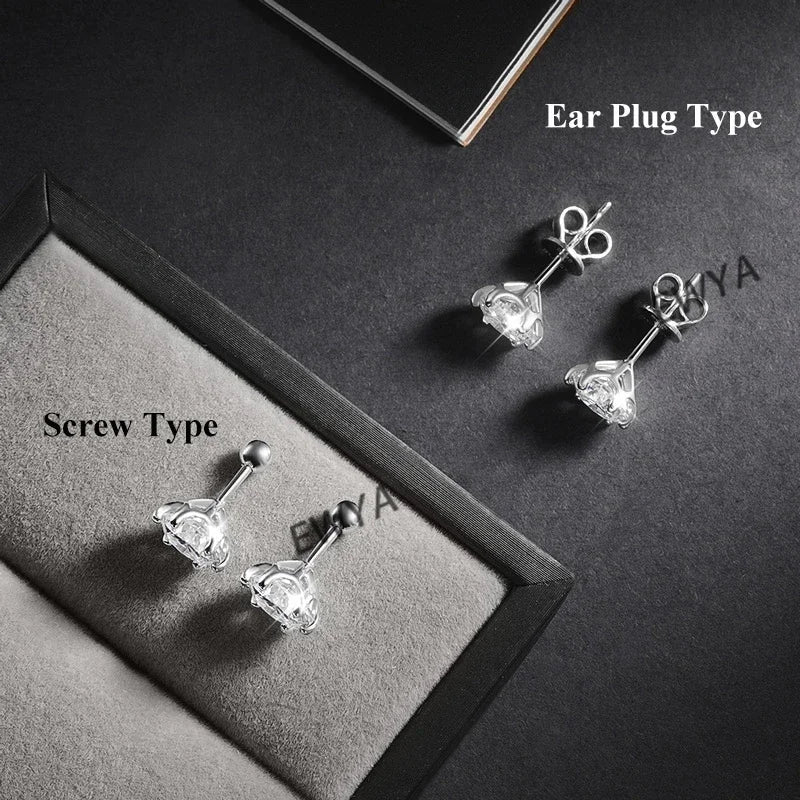 EWYA 0.5-2ct Moissanite Screw Stud Earrings D Color