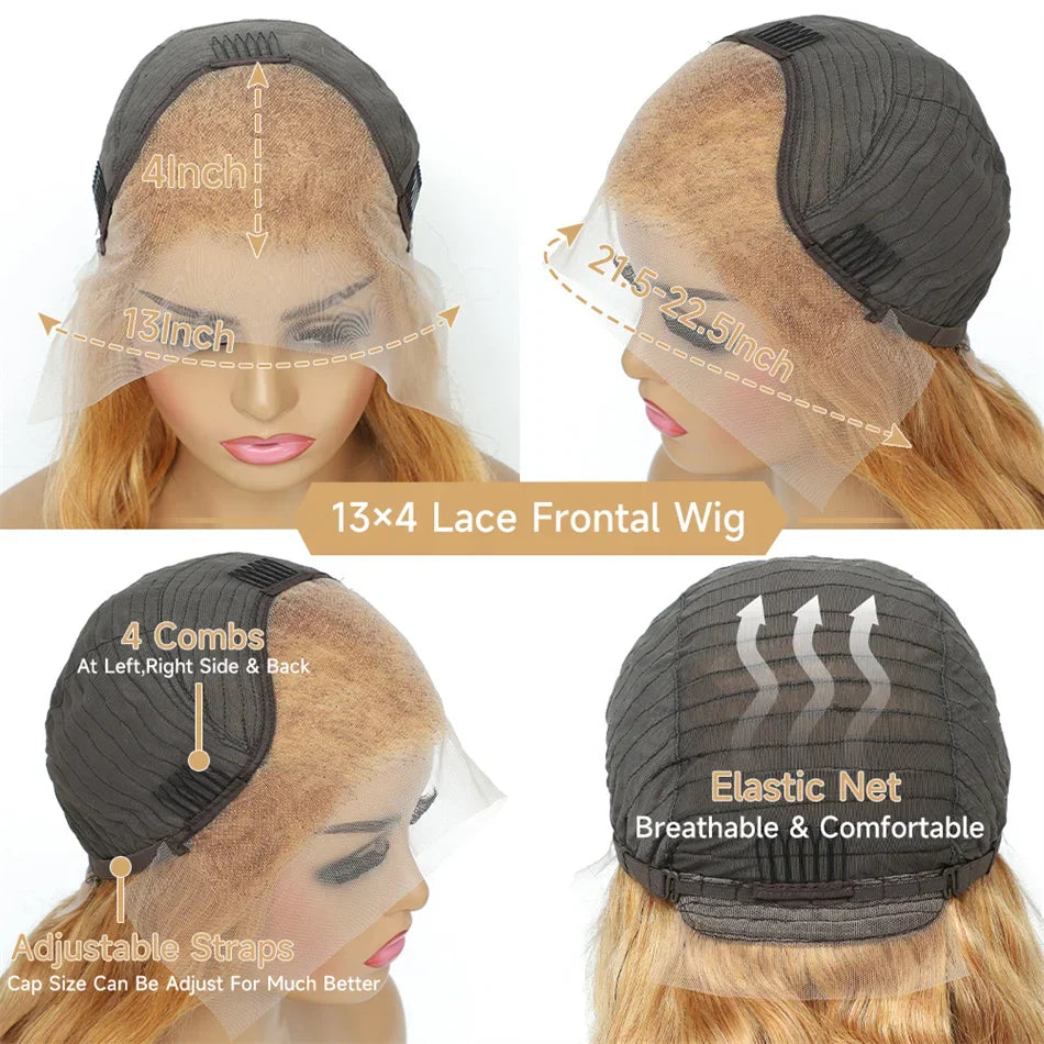 13x4 Transparent Honey Blonde Lace Front Wigs 27#