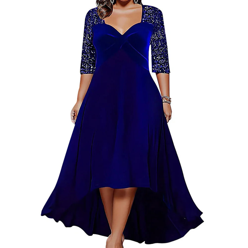 High Quality Plus Size Dress Women Evening Black