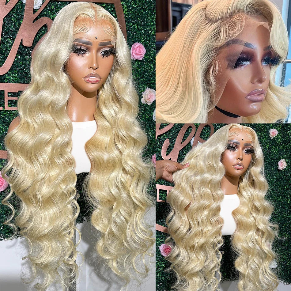 30 40 Inch 613 Honey Blonde Color Wig13x4