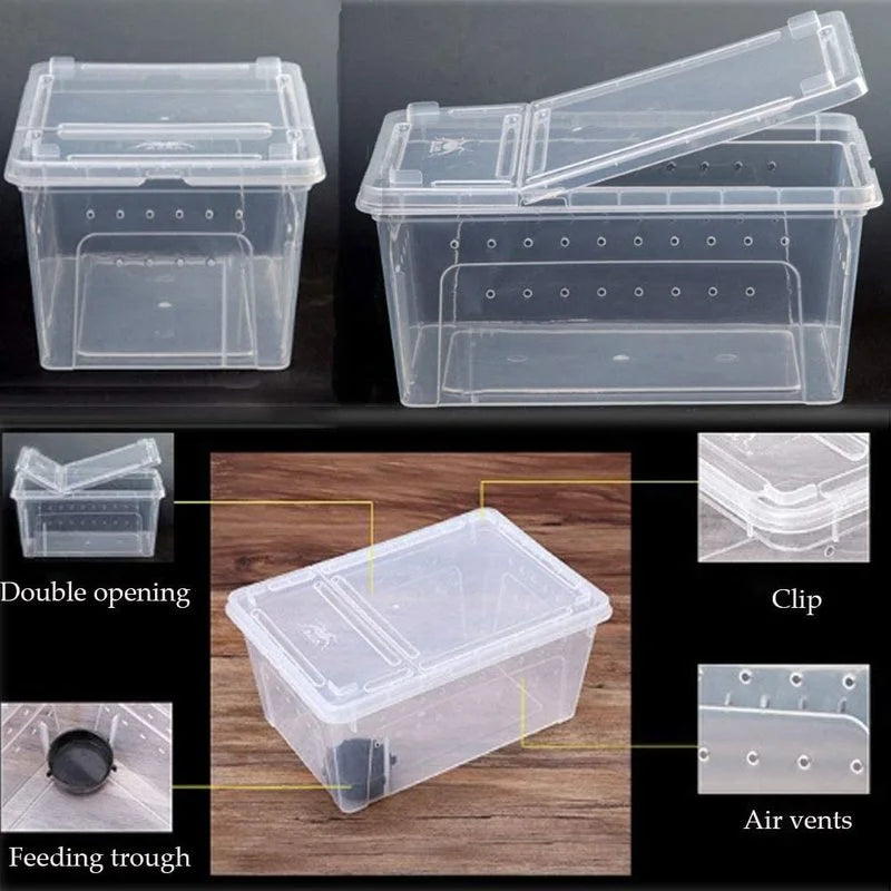 Large Terrarium Reptile Feeding Box with Bowl Lizard