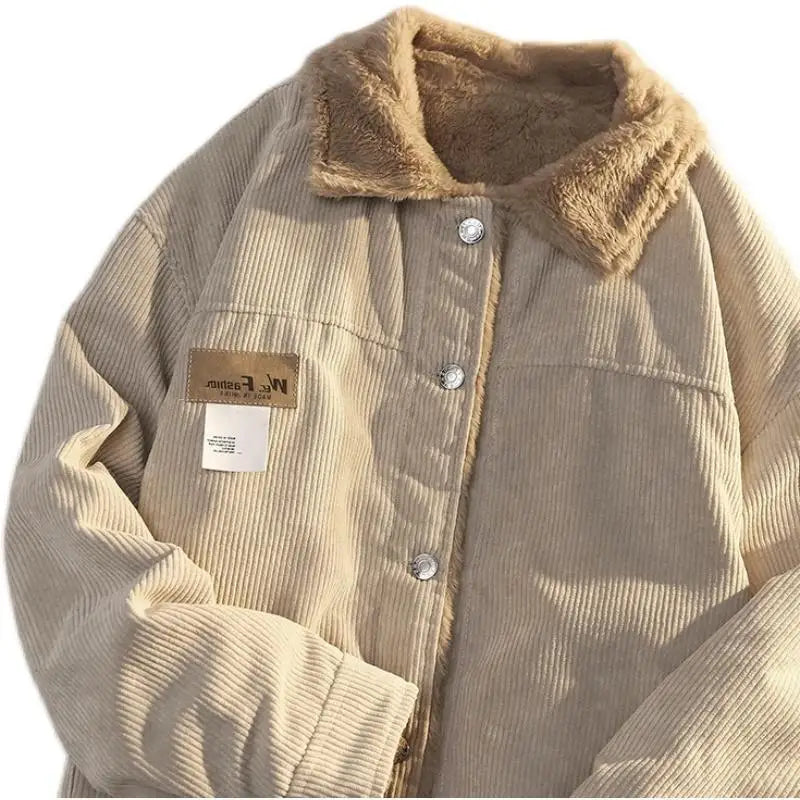 Male Casual Solid Thermal Warm Winter Corduroy Jackets