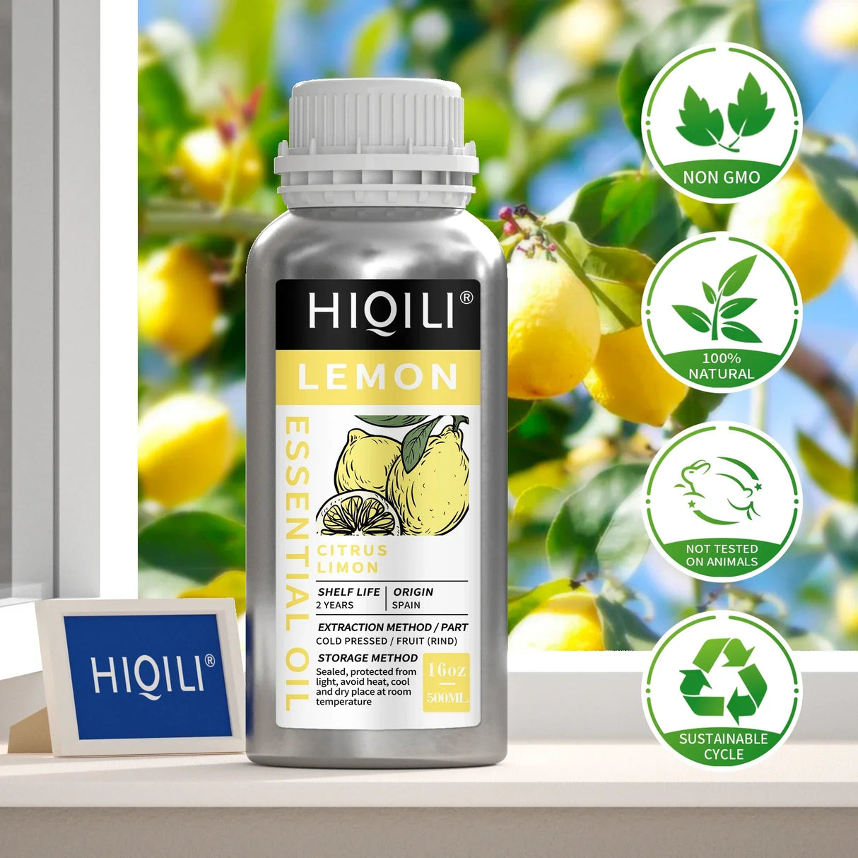 HIQILI 500ML Lemon Essential Oils,100% Pure Nature for Aromatherapy | Used for Diffuser,Humidifier,Massage | Clean and Steriliz