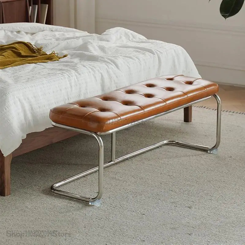 Long Stool Bench Dining Chair Stainless Steel Shoe