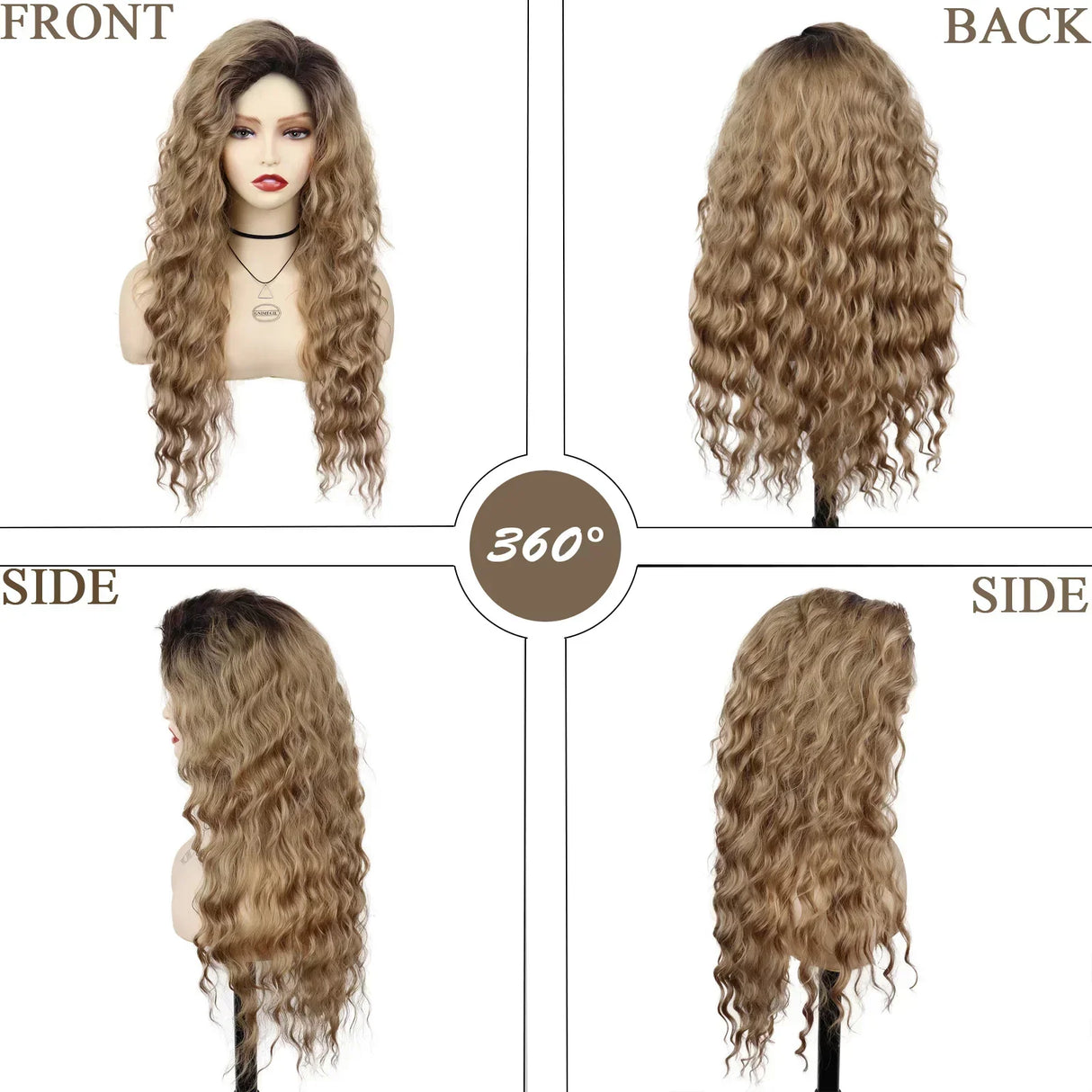 GNIMEGIL Synthetic Long Wave Wig for Woman Natural