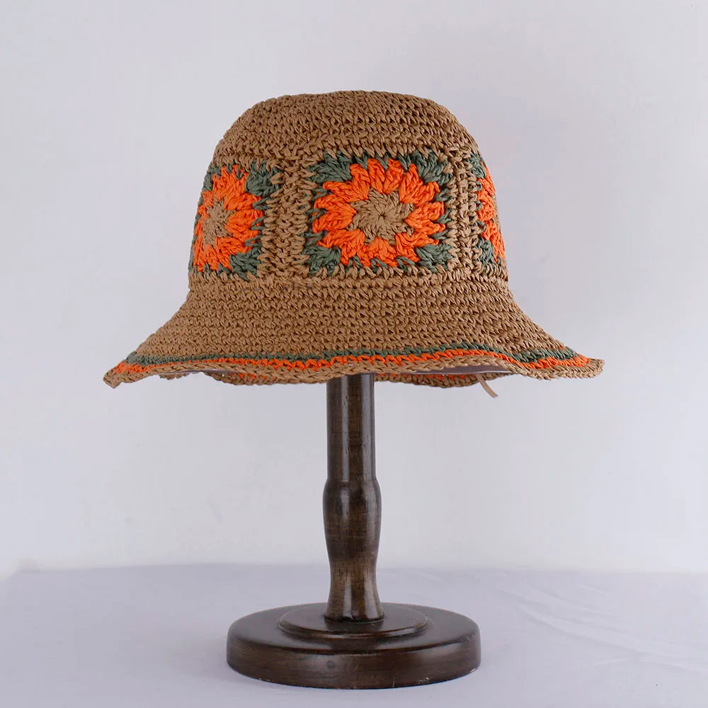 Hollowed Womens Straw Hats crochet hat bucket hat