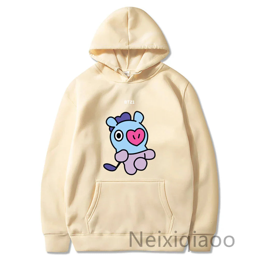 Plus Size Bt21 Cartoon Prints Hoody Women Men