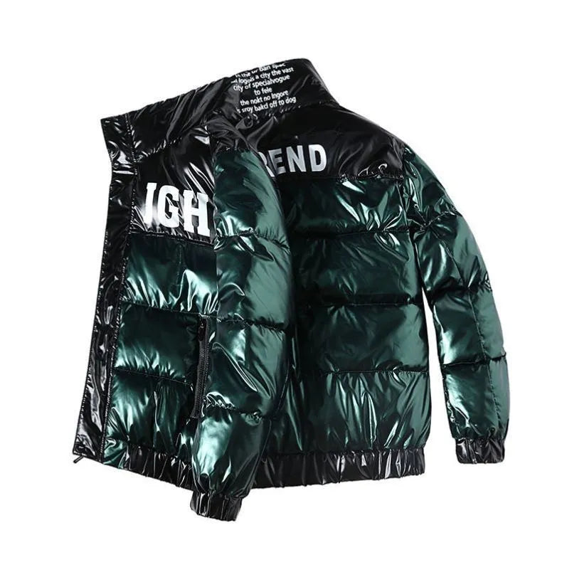 2022 New Bright Leather Men Thicken Warm Winter