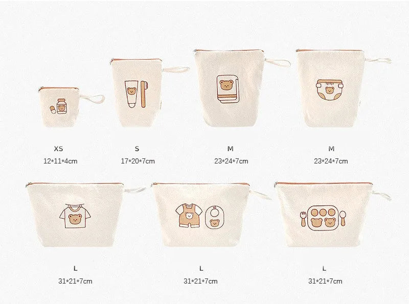 7pcs/set Fashion Baby Diaper Bags Cartoon Bear Portable