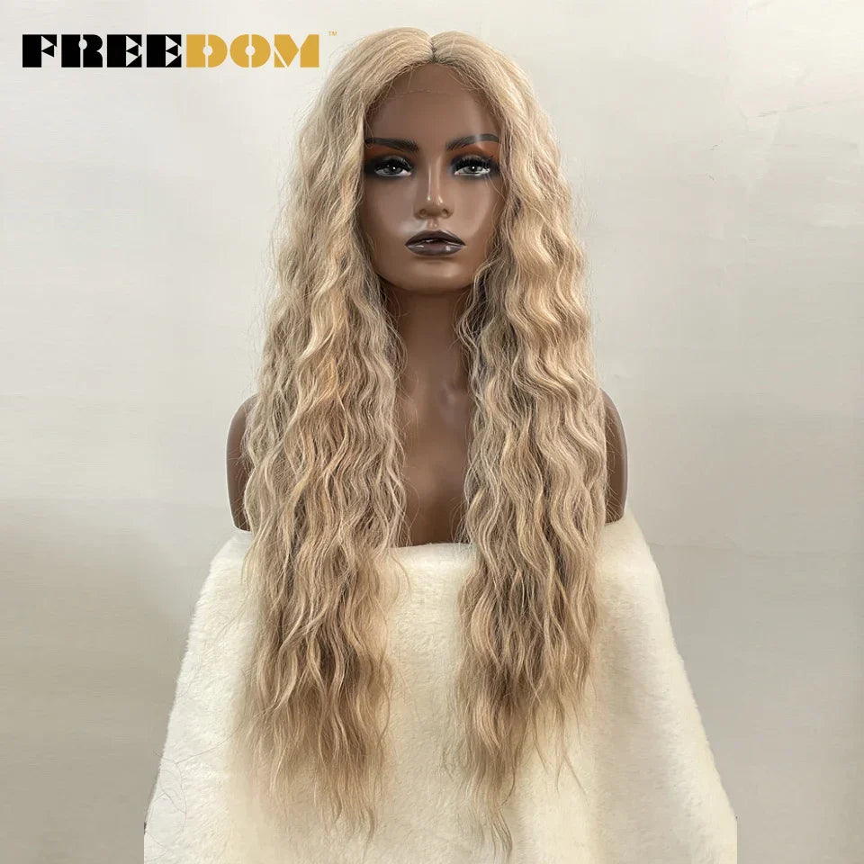 FREEDOM Synthetic Lace Wig Long Deep Wavy Ombre