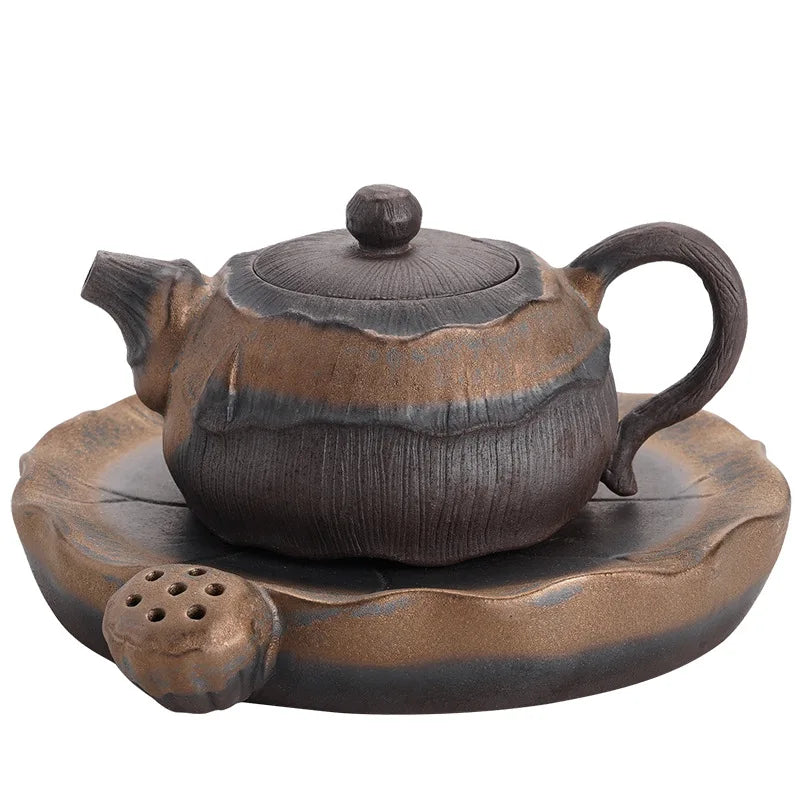 Gilded Iron Glaze Lotus Fragrance Pot Pu'er Tea