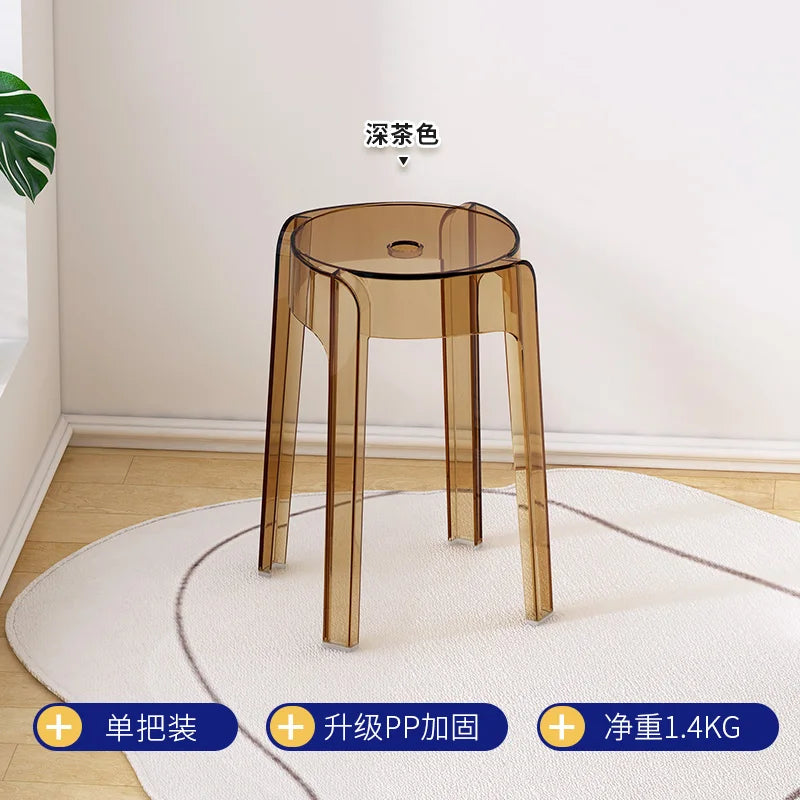 Transparent Plastic Stool Household Thickened Acrylic High Stool