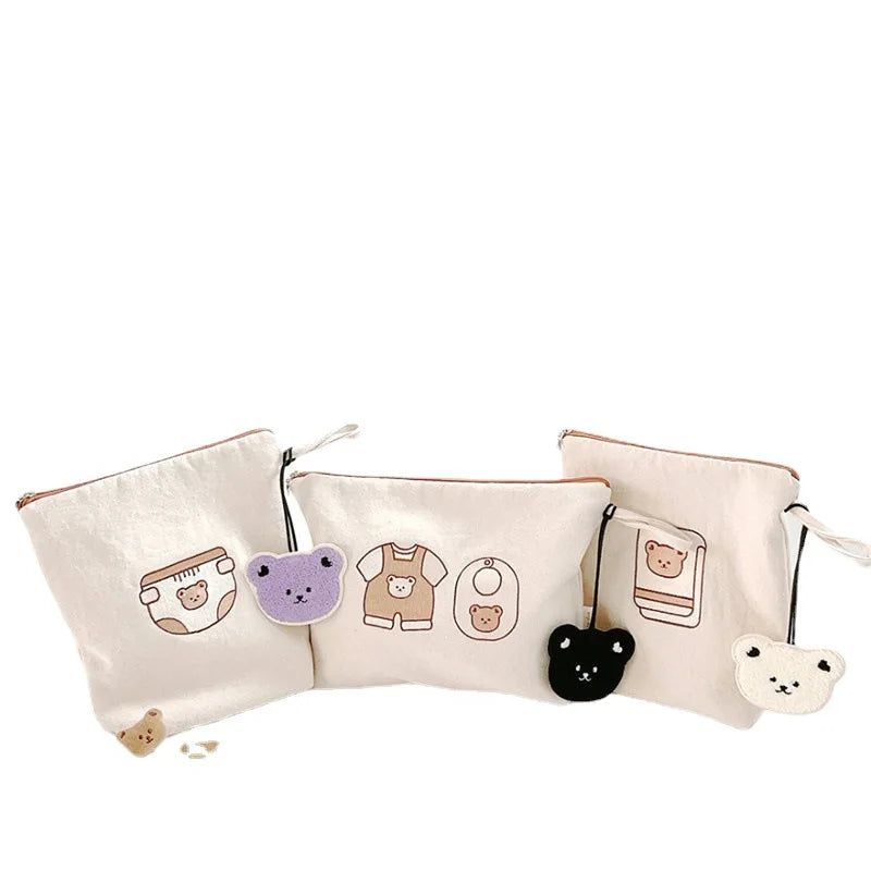 7pcs/set Fashion Baby Diaper Bags Cartoon Bear Portable