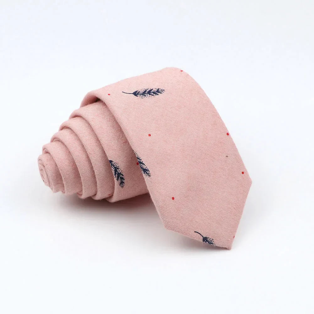 Mens Ties 6cm Classic Cotton Handmade Skinny Neck