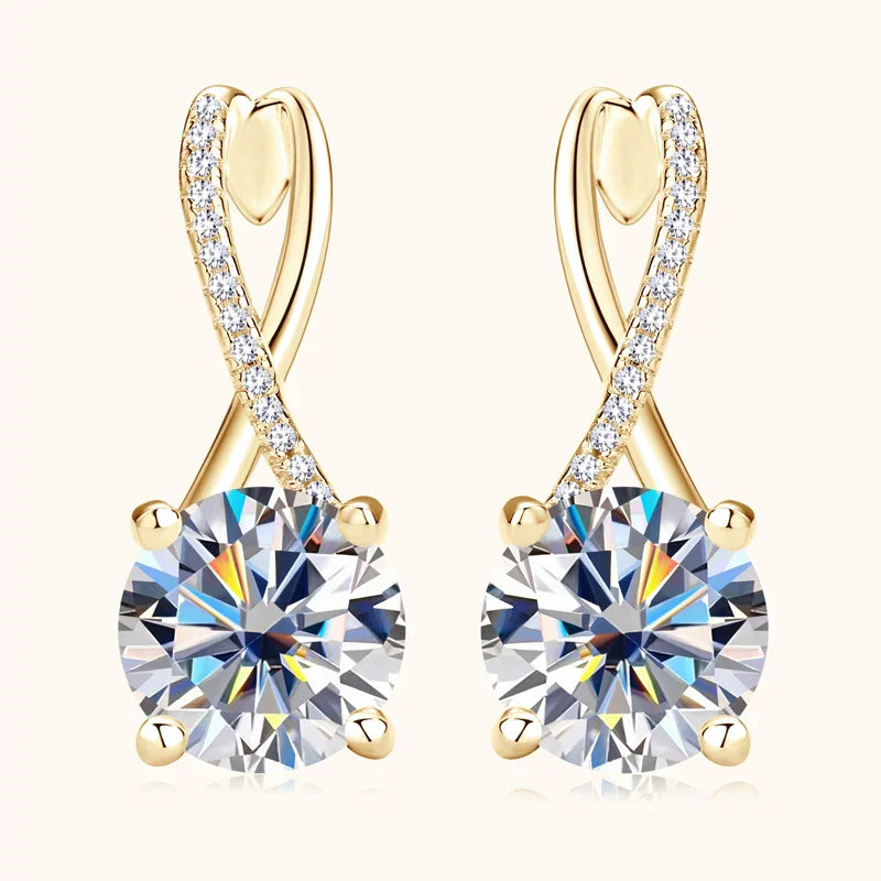 Anziw D2.0CT Moissanite Drop Huggie Earrings Real 925