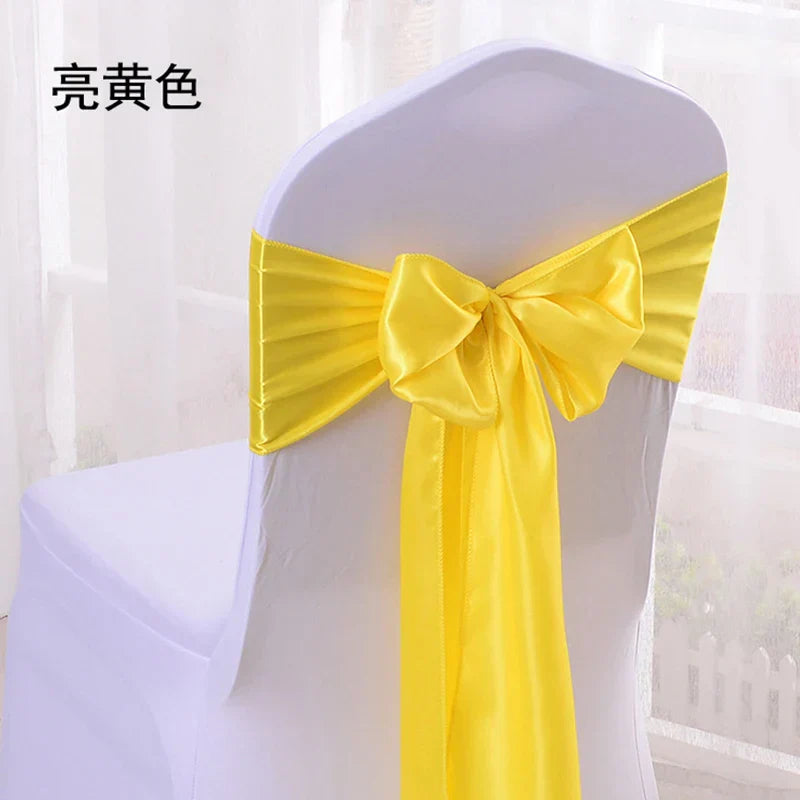 10/100pcs Satin Chair Bow Sashes Wedding Chair Knots