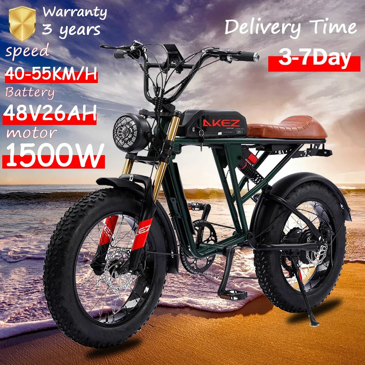 Smart and Powerful AKEZ 1500W 26AH 48V Lithium