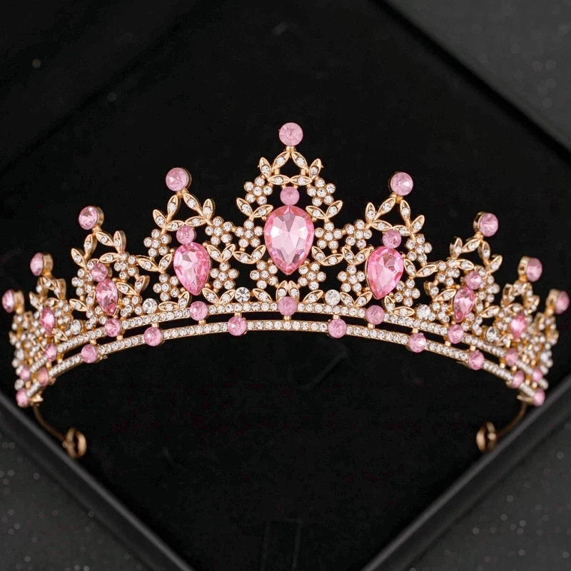 Pink Crystal Tiaras And Crowns Rhinestone Prom Diadem