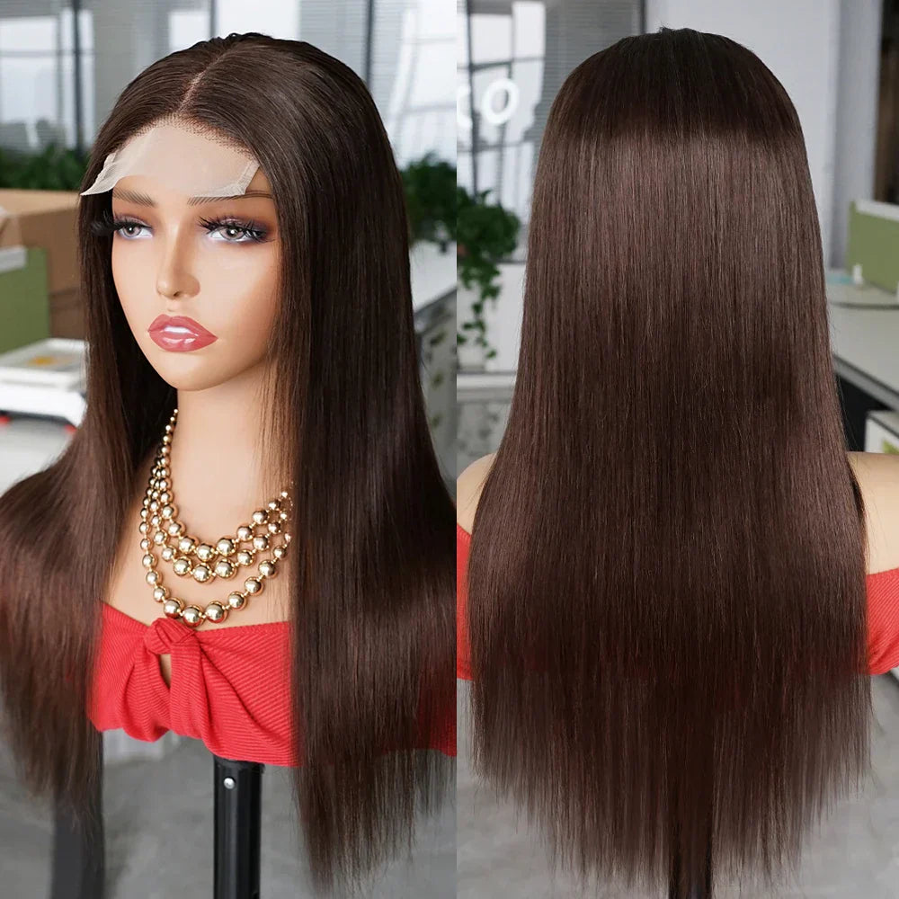 Brown Black Human Hair Wig For Women Lace