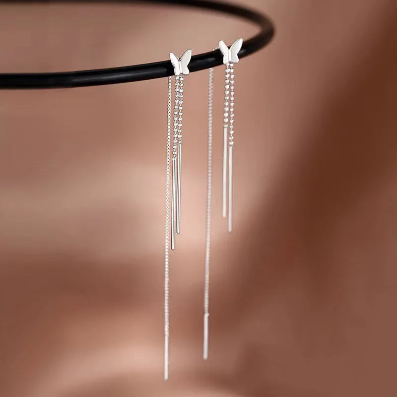2023 Simple Cross Long Chain Tassel Drop Earrings