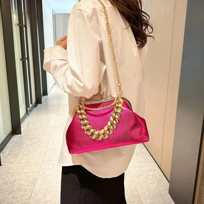 2023 Luxury Women Gold Green Chain Messenger Bags