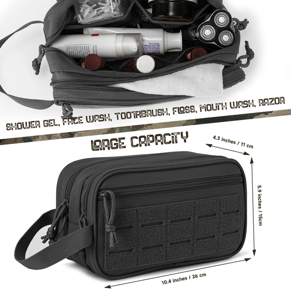 QT&QY Tactical Swimming Toiletry Bag For Men Hygiene