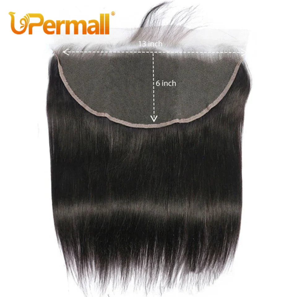 Upermall 13x6 Lace Frontal Straight Pre Plucked Swiss