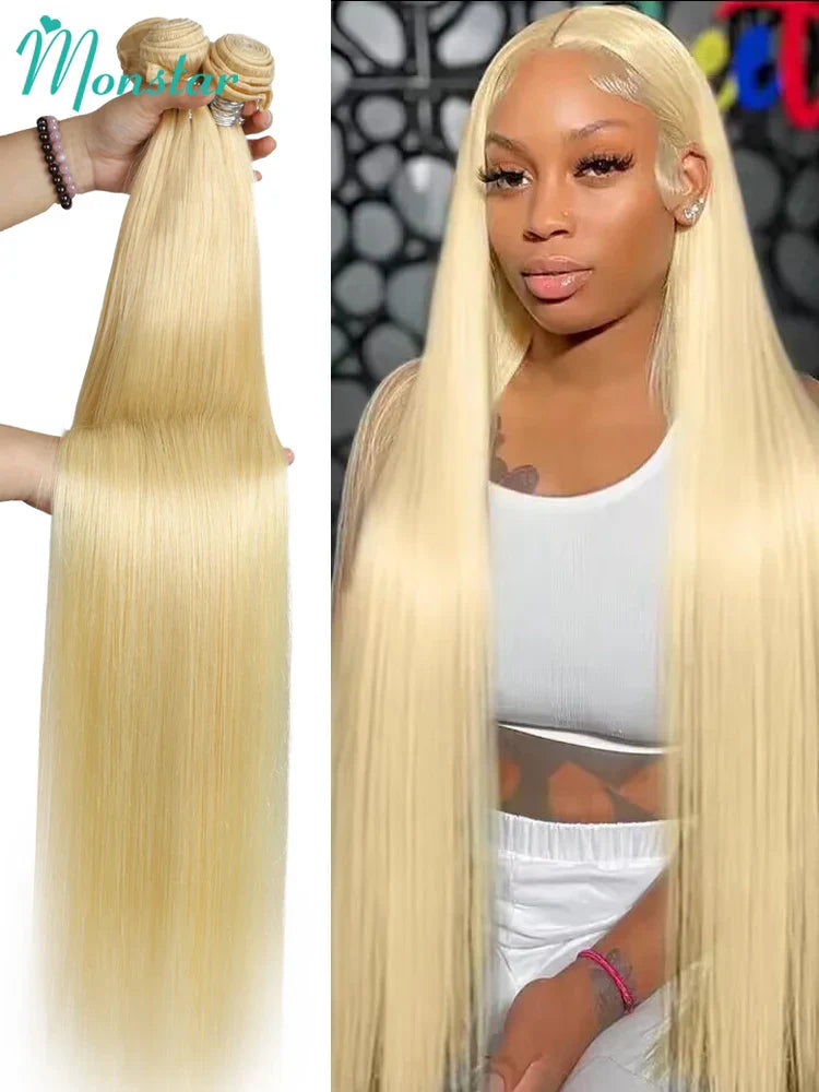 Monstar 1/3/4 613 Blonde Straight Hair Bundles Brazilian