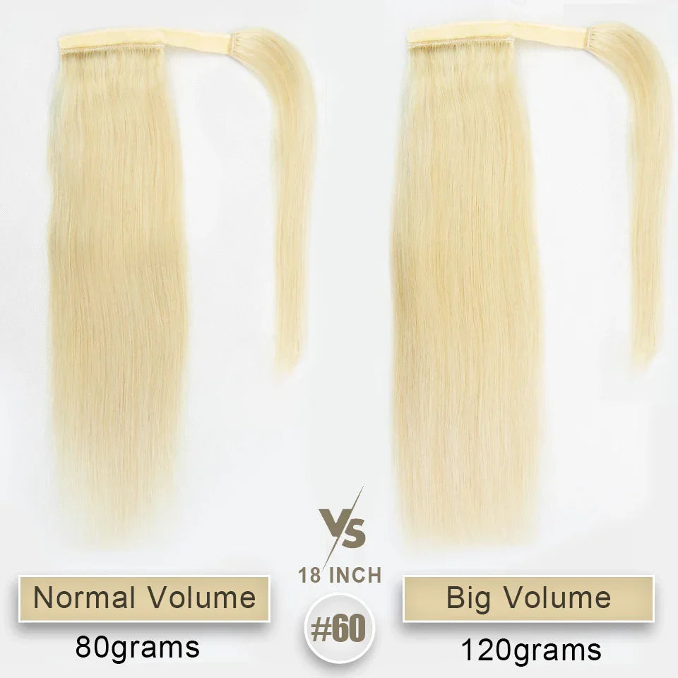 Ponytail Human Hair Clip in Extensions 100% Remy