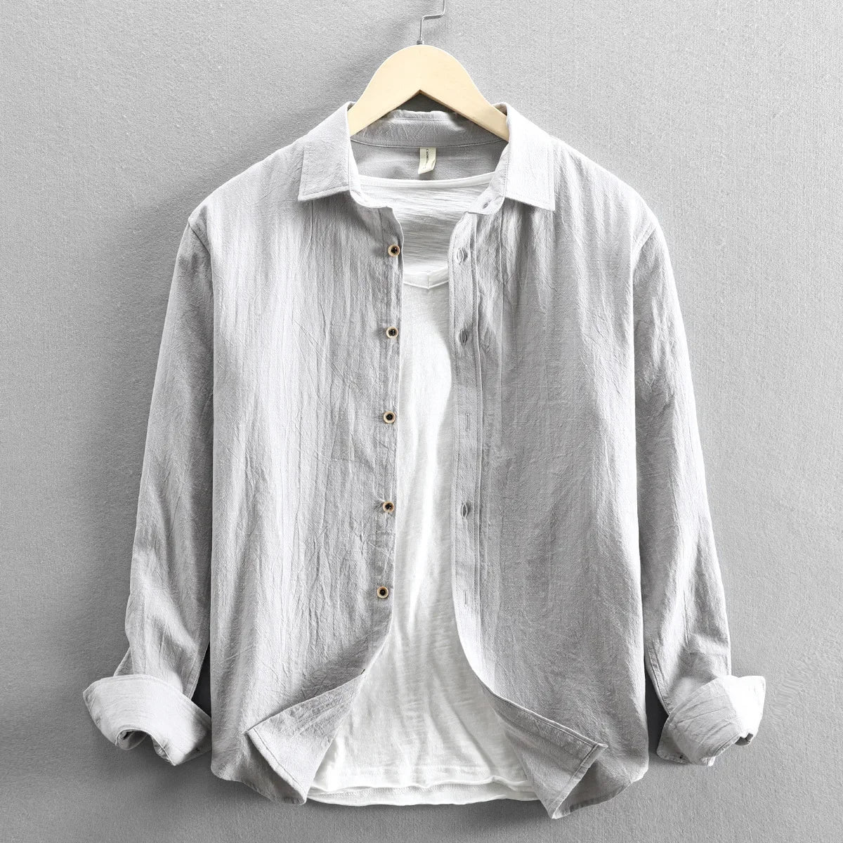 Men Clothing 2023 Fall Men's Cotton Linen Long-sleeved