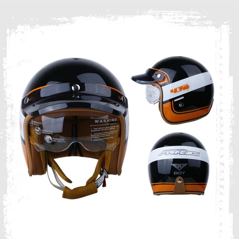 2023 Retro Open Face Motorcycle Helmet - Vintage Chopper DOT