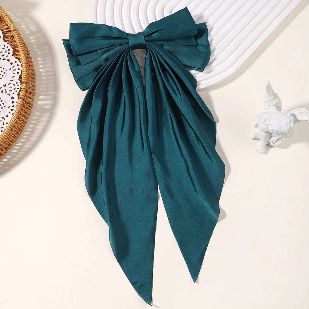 Fashion Two-layers Bowknot Streamer Hairpin Woman Girl Satin