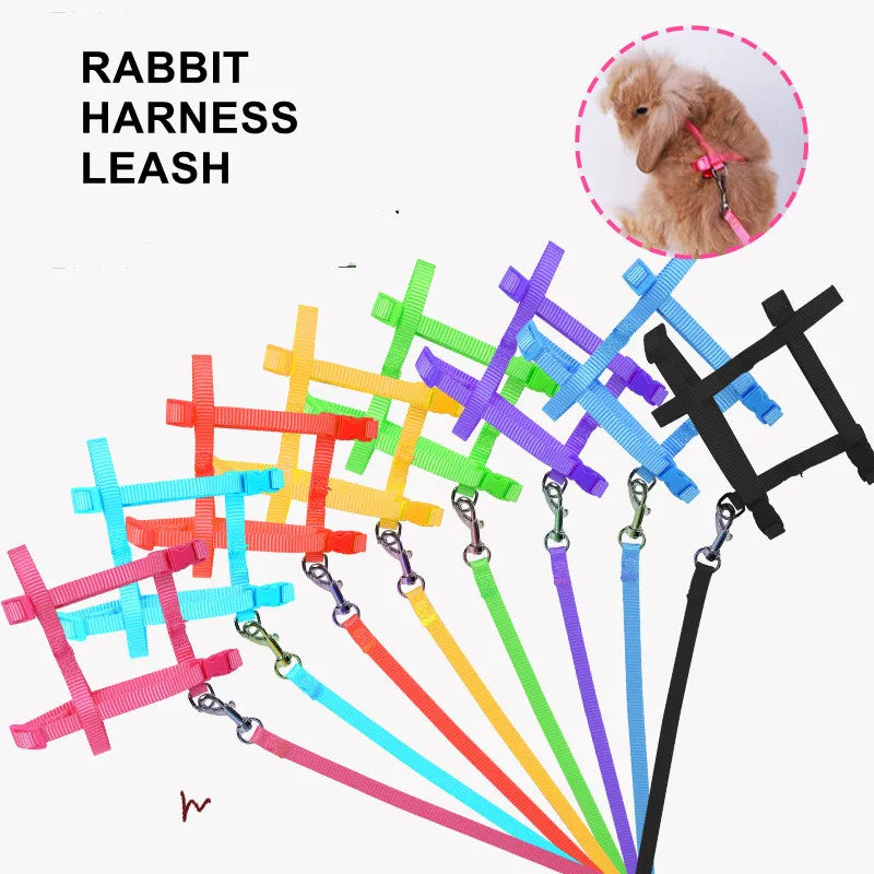 Pet Nylon Rabbit Harness Collar Leash Adjustable Vest