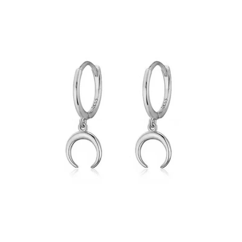 CCFJOYAS 925 Sterling Silver Lightning/Awl/Animal Pendant Hoop Earrings